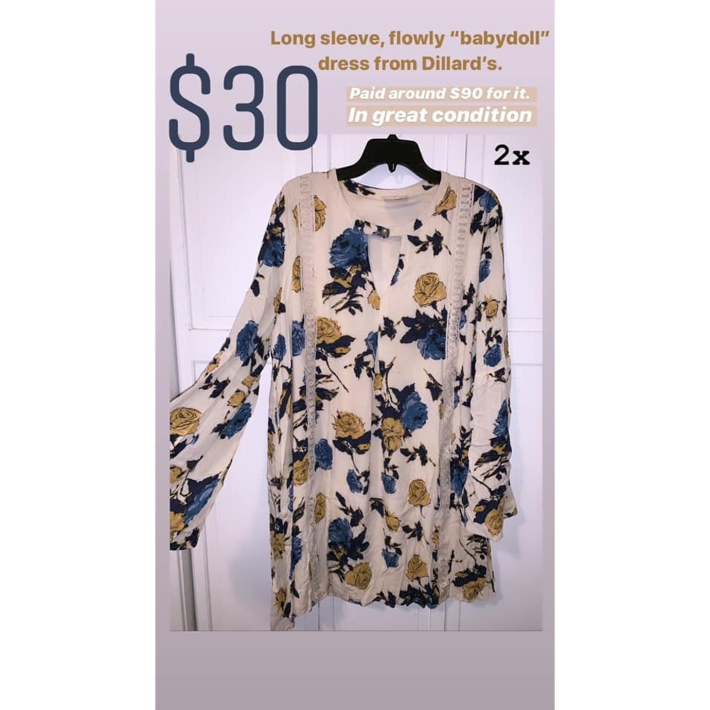Dillard’s long sleeve, floral “babydoll” dress